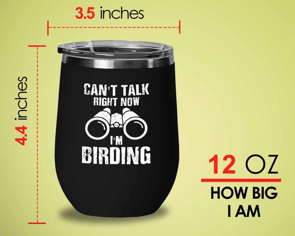 Bird Lover Black Edition Wine Tumbler 12oz - Can't Talk Right Now - Hu