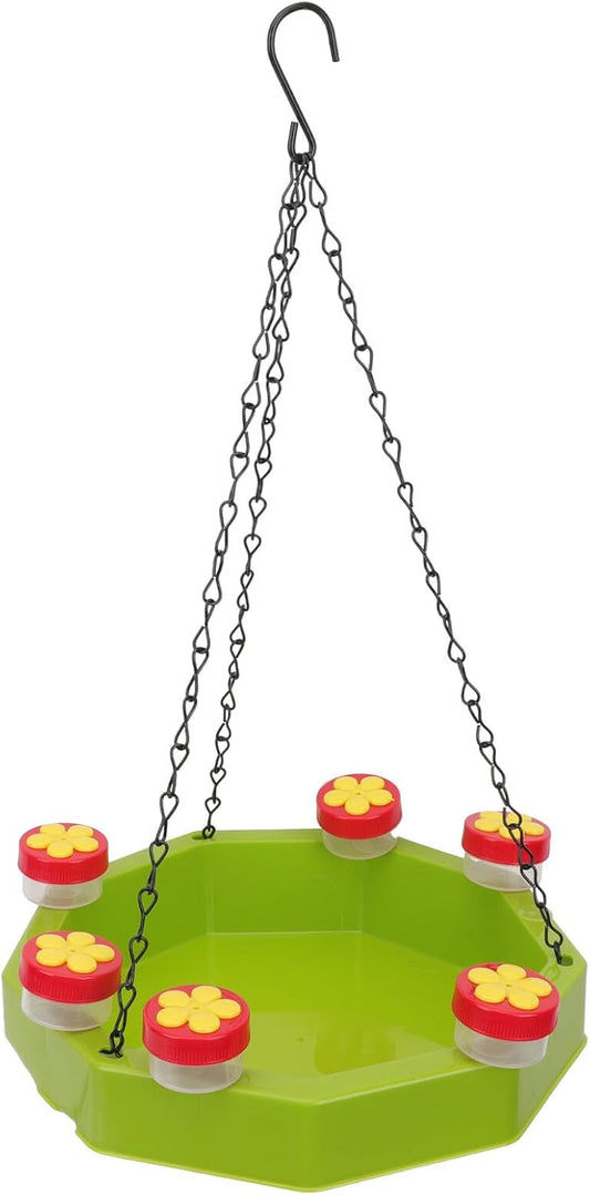 Milisten Outdoor Hanging Bird Feeder Set with 1 Hanging Feeding Bowl and 6 Hummingbird Water Feeders Garden Bird Food Container for Outdoor Pet Feeding Tool