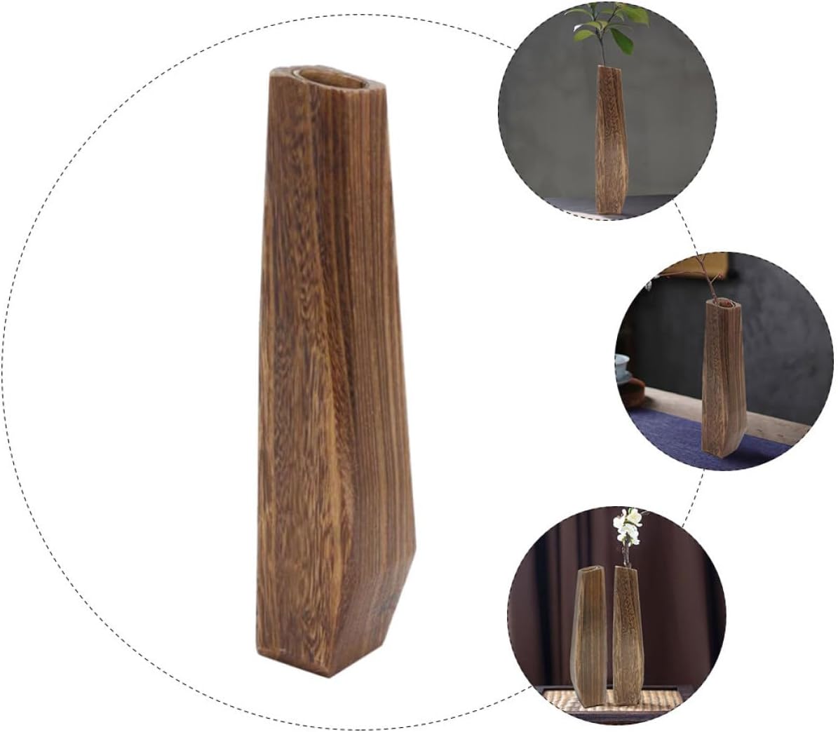 Milisten Wooden Vase Flower Pot 7x6x29.5cm Wood Planter Leakproof Desktop Decoration Creative Plant Container for Home Décor