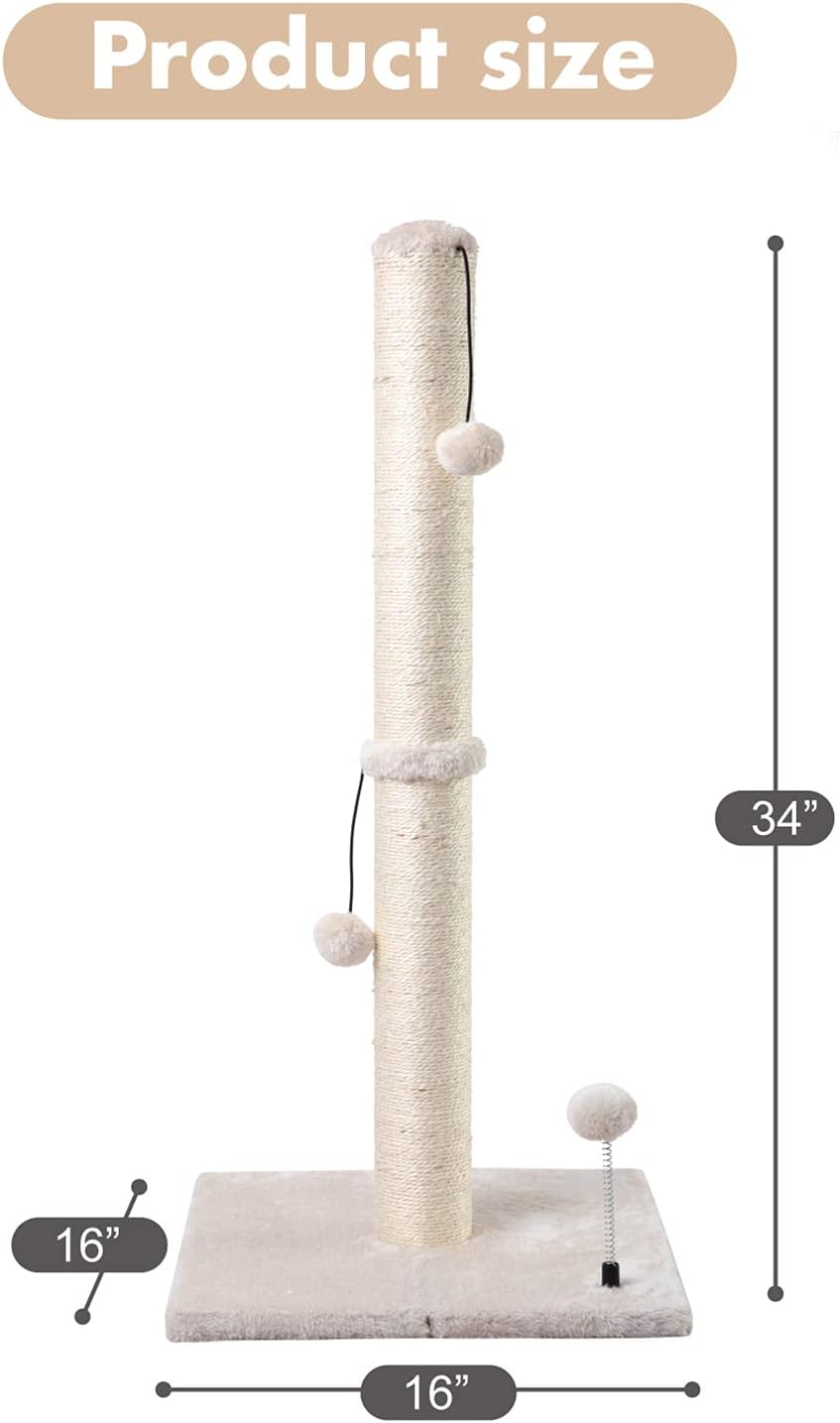 MECOOL 34” Tall Cat Scratching Post Premium Basics Kitten Scratcher Si