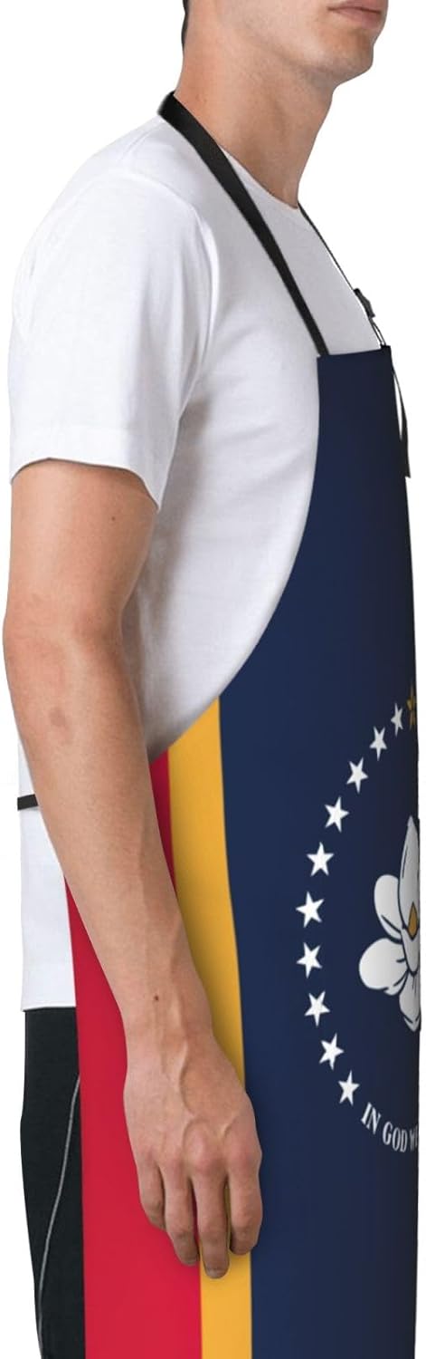 Mississippi State Flag print Waterproof chef's apron with pocket apron