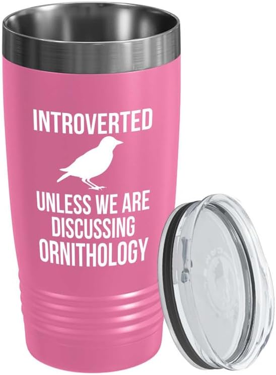 Birding Pink Edition Viking Tumbler 20oz - Introverted unless - Bird Feeder Backyard Birdwatcher Gifts Birding Bird Lover