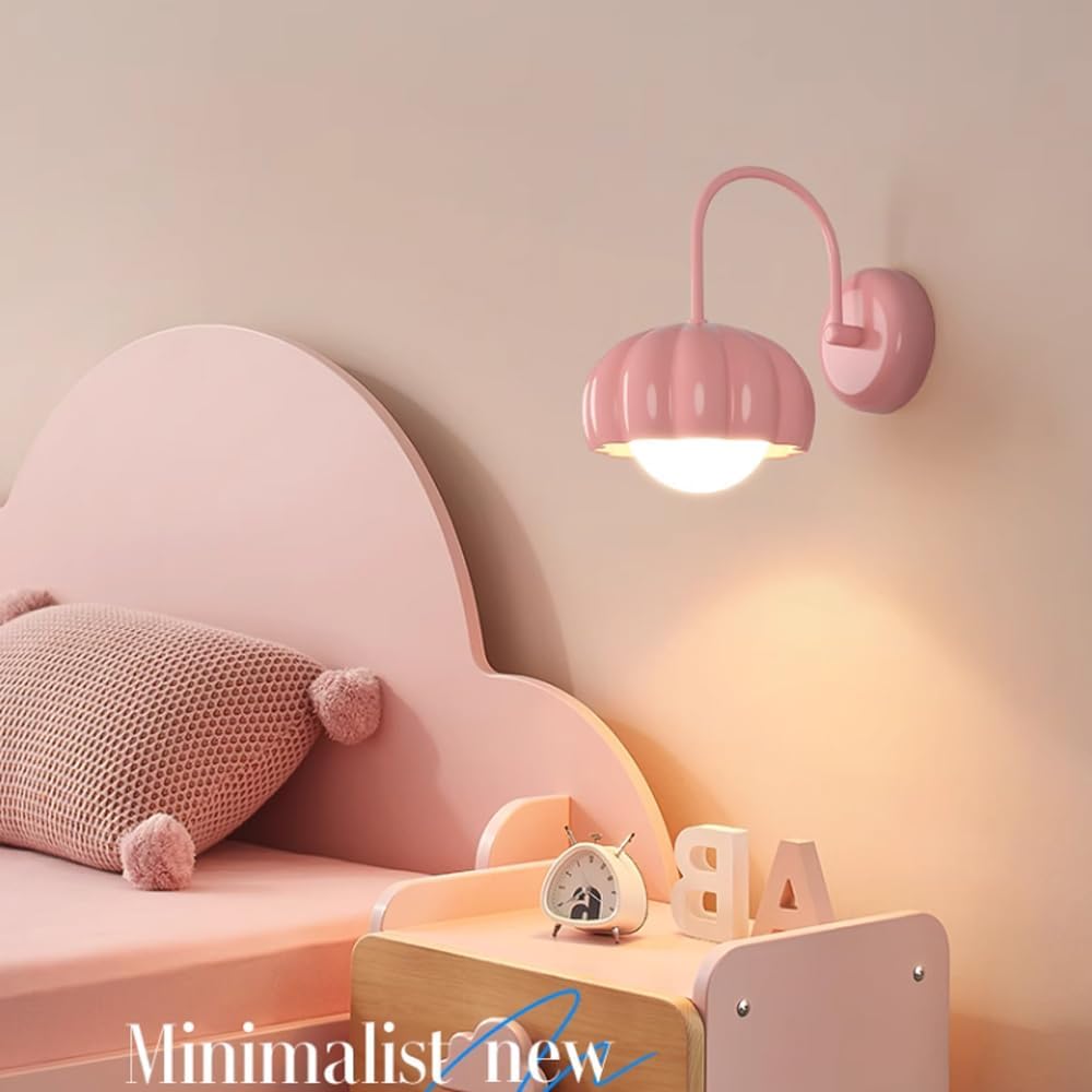 Lights Indoor Modern Pink Bedside Sconce Kids Room,Resin with Globe White PE,Bedside Reading G9 Metal Wall Sconces for Bedroom Living Room lamp