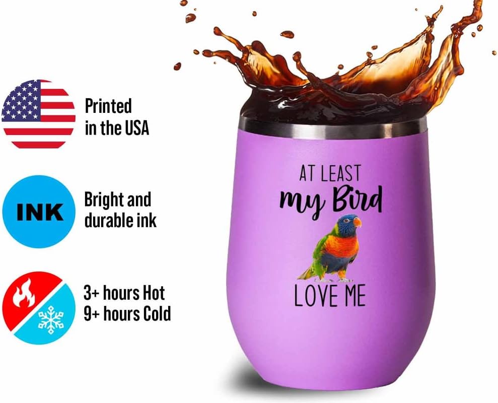 Bird Lover Pink Edition Wine Tumbler 12oz - Bird loves me - Hummingbir