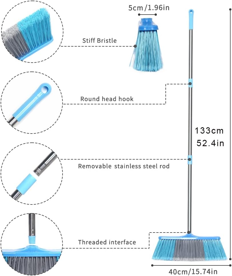 LandHope Heavy Duty Broom, 15.75in Wide Push Broom, 45.67in Long Handl