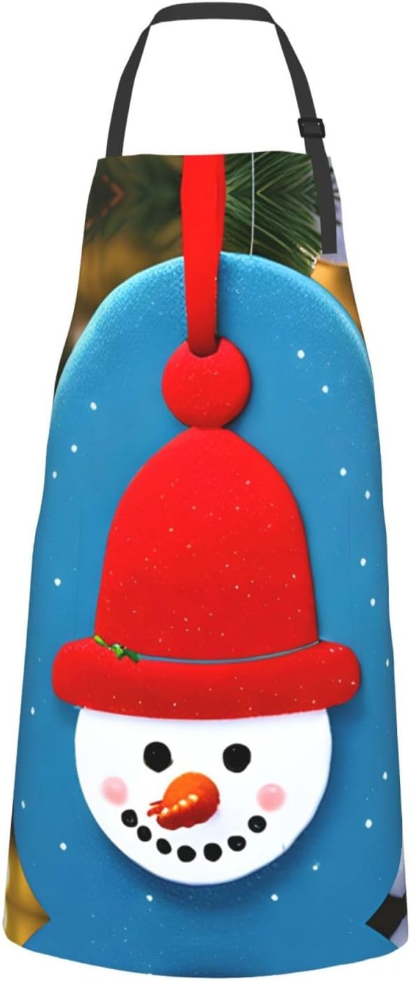 Christmas Carton Snowman Print Laundry apron 28x33 In Waterproof Kitchen Apron with Pockets for Cooking Baking