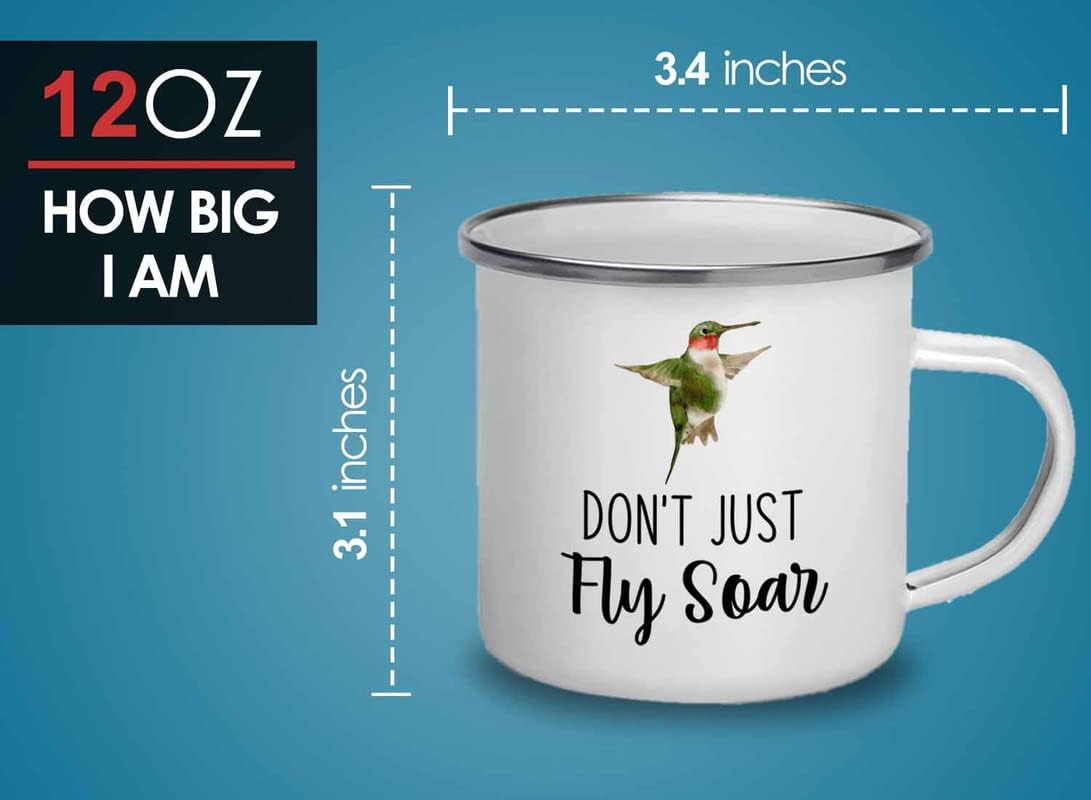 Bird Lover Camper Mug 12oz - Don't just fly soar - Hummingbird Nest Cage Parrot Dad Gardening Outdoor Birdwatcher Feeder
