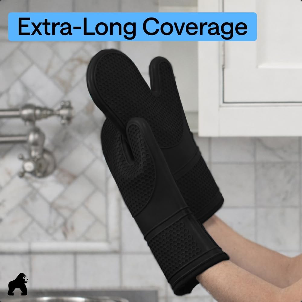 GORILLA GRIP BPA-Free Soft Silicone Oven Mitts, Heat Resistant and Wat