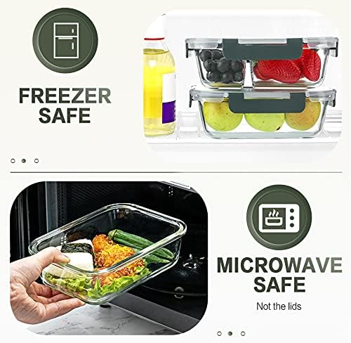 KOMUEE 10 Packs 30 oz Glass Meal Prep Containers,Glass Food Storage Co