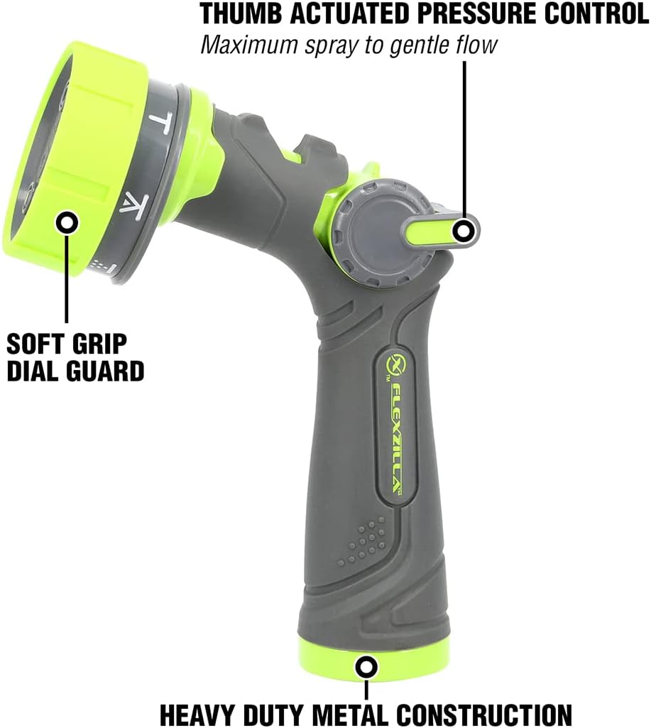 Flexzilla 7-Pattern Adjustable Flow Garden Hose Nozzle Sprayer with Ea
