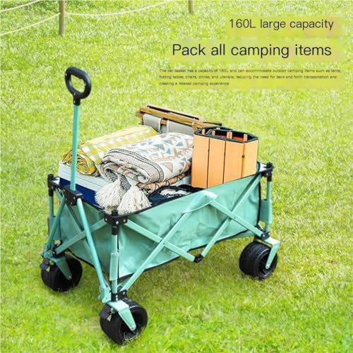 Portable Camping Cart,Outdoor Folding Beach Trolley Cart with Picnic a
