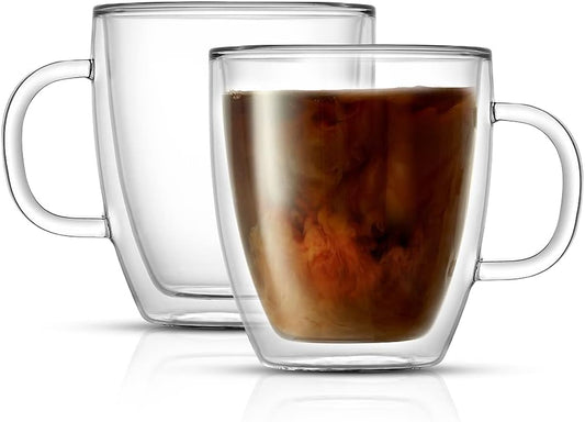 JoyJolt Savor Double Wall Insulated Glasses - Coffee Mugs (Set of 2) -