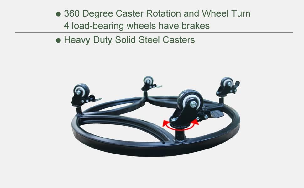 Zhongma 15" Round Plant Caddy with Wheels, Heavy Duty Construction, 300 Lbs Capacity, Load-bearing wheels with brakes, Easy Assembly