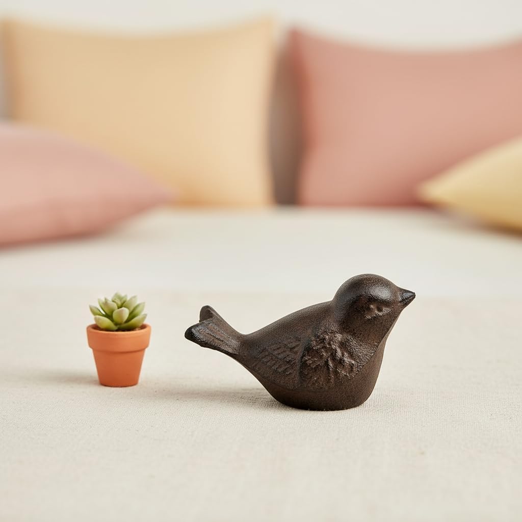 Comfy Hour 3.5" Heavy Duty Cast Iron Bird Figurine, Decorative Vintage