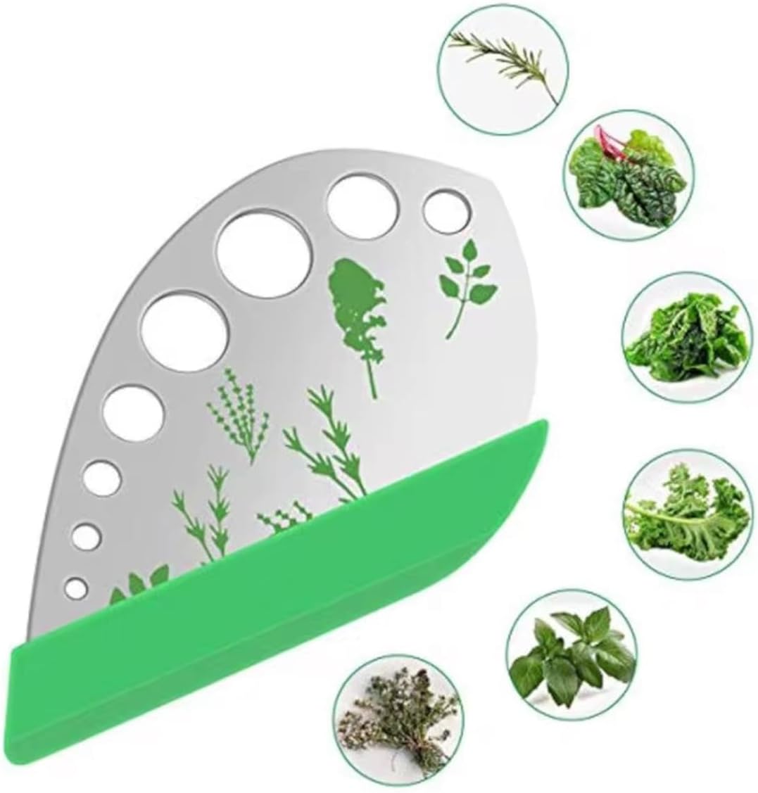Herb Stripper, Green 9 holes Stainless Steel Kitchen Herbs Leaf Stripp