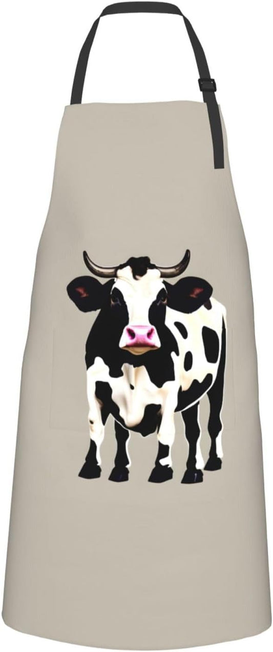 Cow black spot print Waterproof apron with pocket adjustable cooking apron for adult kitchen bibs to bake