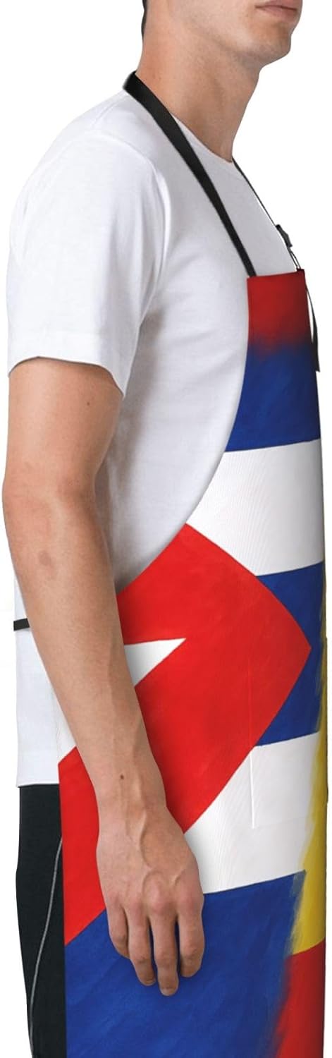 YANYU Cuba and Spain Print 28x33 In Kitchen Apron Stylish Chef Apron with Pockets for Cooking Baking Painting
