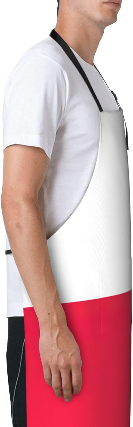 Polish flag print Waterproof chef's apron with pocket apron for kitchen cooking baking barbecue and gardening