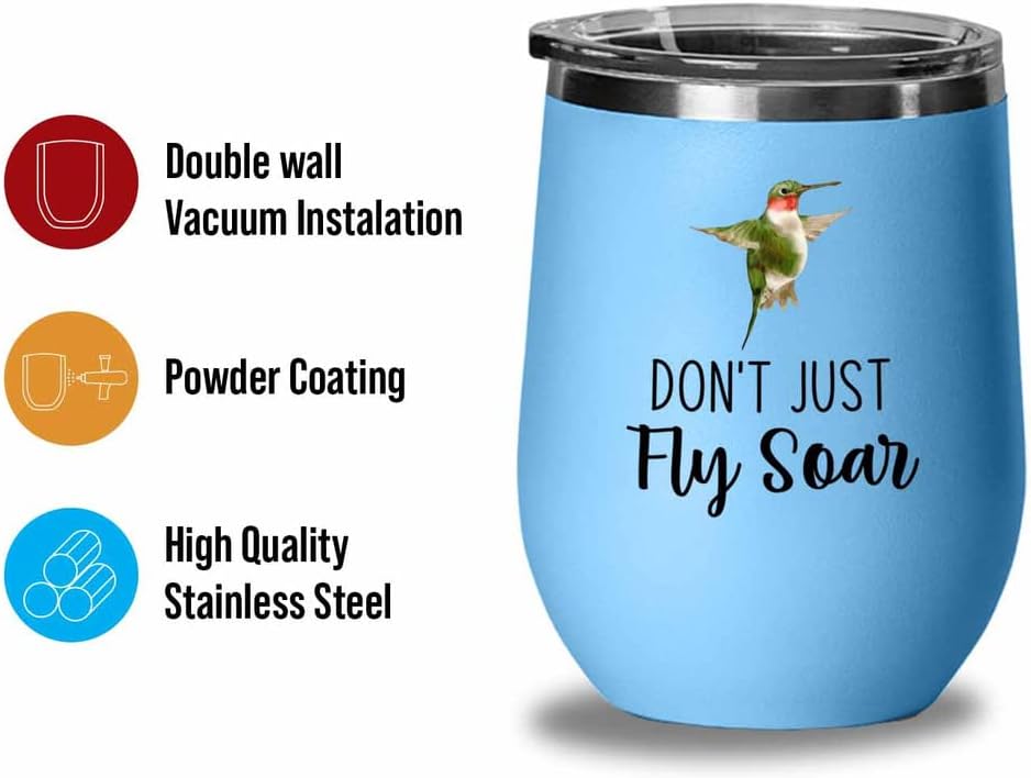 Bird Lover Blue Edition Wine Tumbler 12oz - Don't just fly soar - Humm