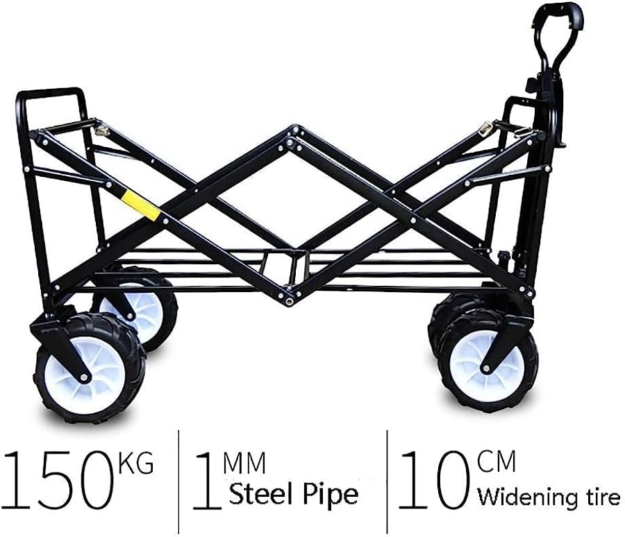 Handcart, Portable Folding Trolley Garden Cart Multi-Function Shopping Cart Household Outdoor Camping Beach Supermarket Fishing 4 Wheels Pull Truck Small Hauling Car