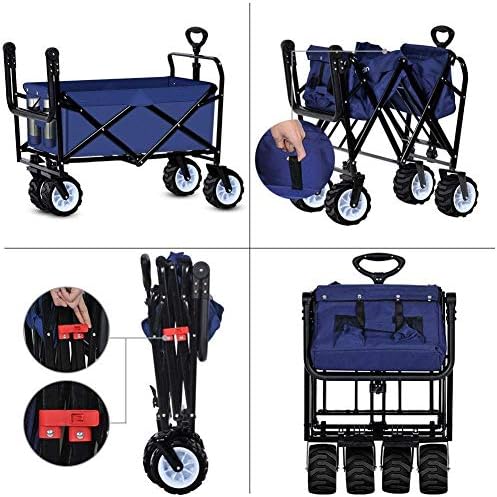 Trolleys, Foldiwagon Garden Cart, Foldable Push 100Kg Max Load, Beach Outdoor Garden Picnic Heavy Duty Shoppicart Wagons