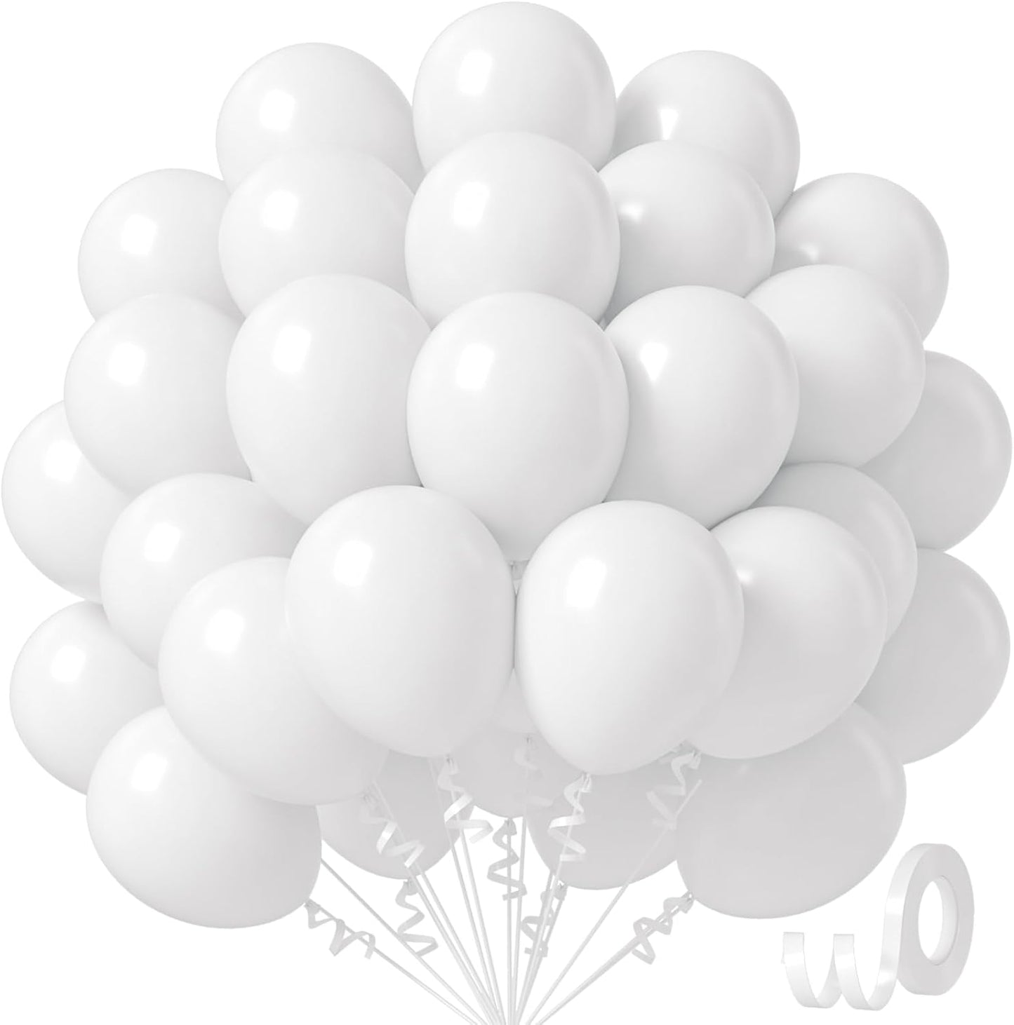 White Balloons 12 inch, White Latex Balloons 50pcs Party Balloon for E