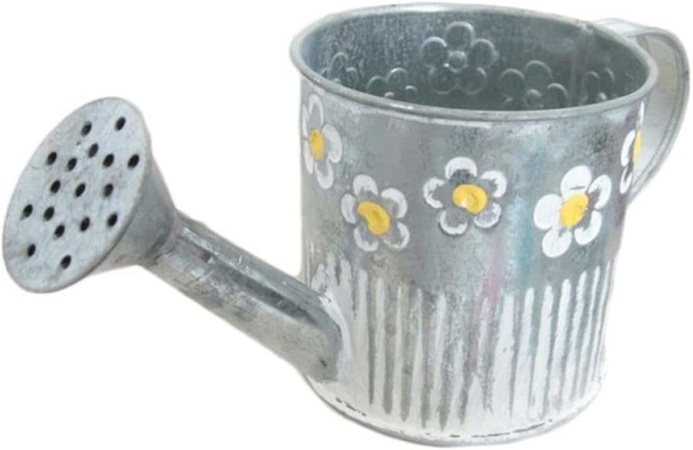Milisten Iron Flower Vase Watering Pot Shape with Embossed Pattern, Me