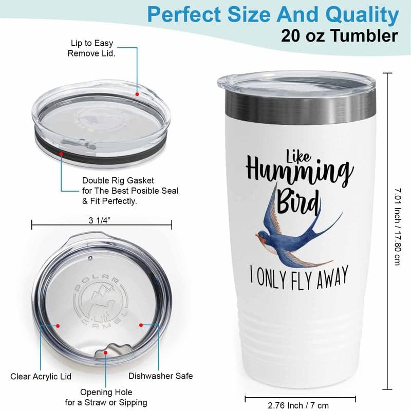 Bird Lover White Edition Viking Tumbler 20oz - Humming Bird Fly Away -