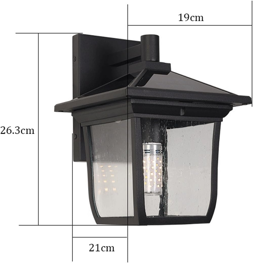 Solar Outdoor Wall Lantern, Black Dusk to Dawn Die-Cast Aluminum Sconce with Glass, Traditional Exterior Wall Mounted Lamp for Porch, Patio, Garden, Entryway, Weather Resistant Cottage