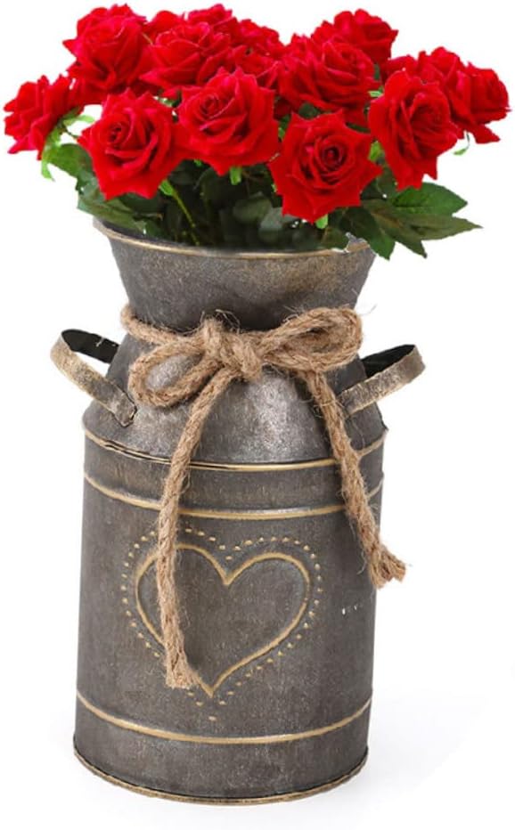 PRETYZOOM Iron Flowerpot Vintage Style Farmhouse Decor Galvanized Meta
