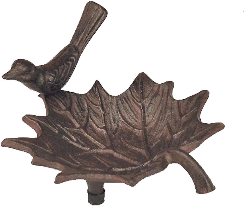 Cast Iron Bird Feeder, Maple Leaf Shaped Wild Bird Feeding Bowl Rustic