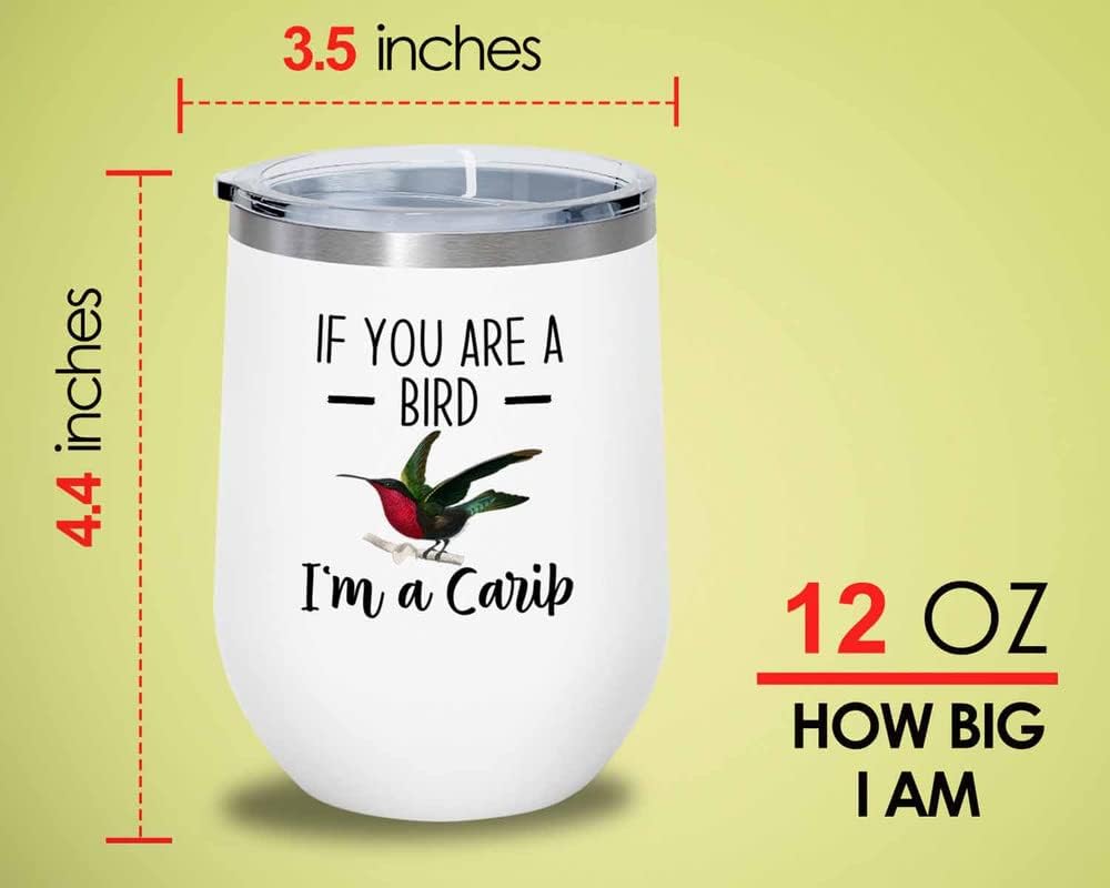 Bird Lover White Edition Wine Tumbler 12oz - Bird and Carib - Hummingbird Nest Cage Parrot Dad Gardening Outdoor Birdwatcher Feeder