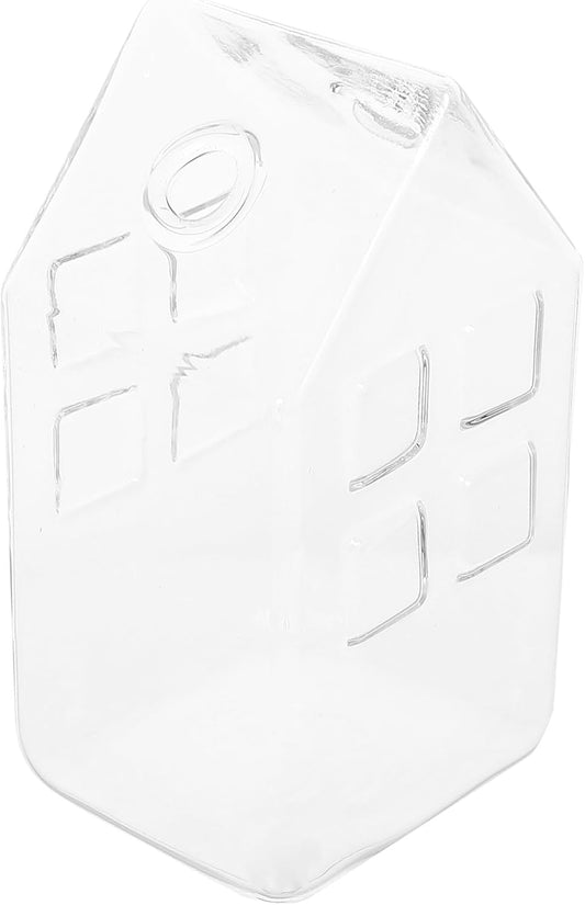 Milisten Glass Flower Vase Small House-Shaped Hydroponic Planter Decorative Glass Pot for Home Desktop Floral Arrangement