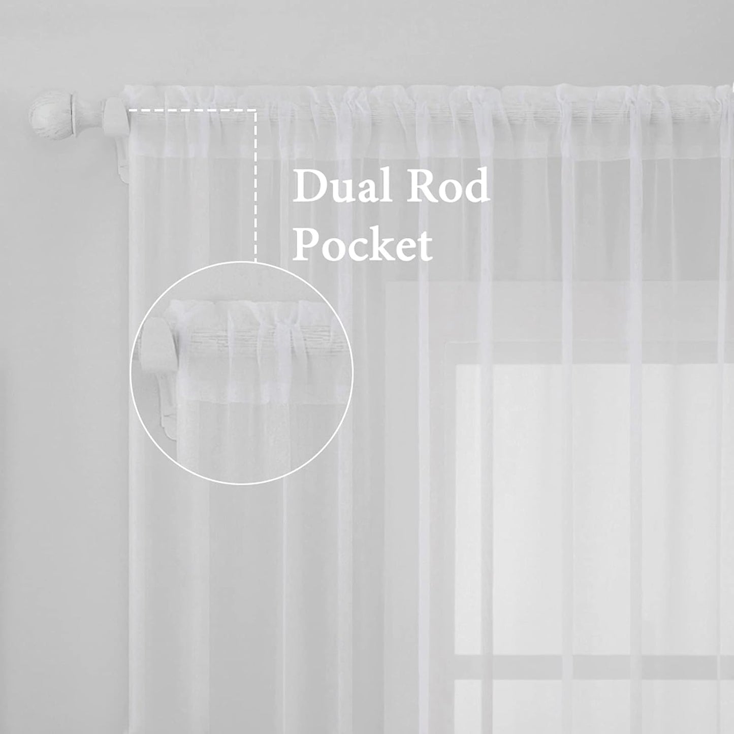 MIULEE 2 Panels Solid Color White Sheer Window Curtains Elegant Window Voile Panels/Drapes/Treatment for Bedroom Living Room (54 X 84 Inches White)