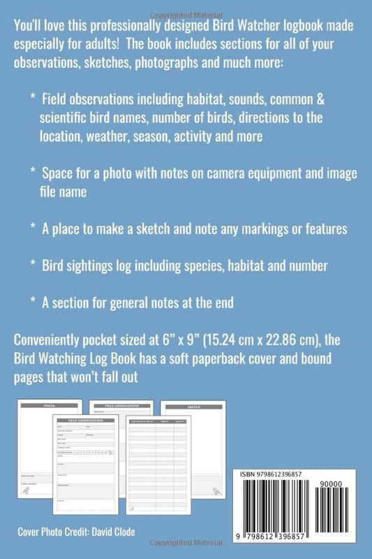 Bird Watching Log Book: 6" x 9" Birding Book for Adults, Birdwatchers, Birder Gifts, Field Guide Observations Record Book Notebook, Photography ... Watcher Equipment Essential (150 Pages)