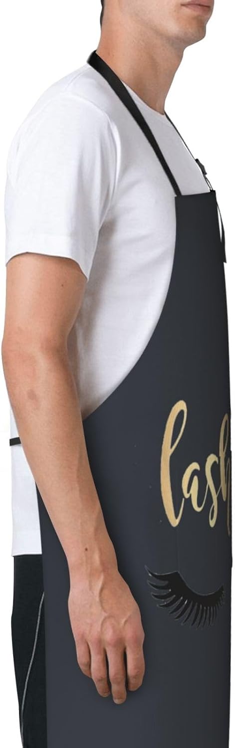 Eyelash print Waterproof apron with pocket adjustable cooking apron for adult kitchen bibs to bake