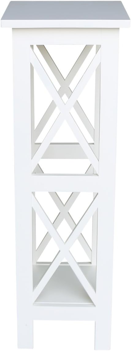 IC International Concepts, 36" X-Sided Plant Stand , Solid Real Wood, Sturdy Parawood, Snow White