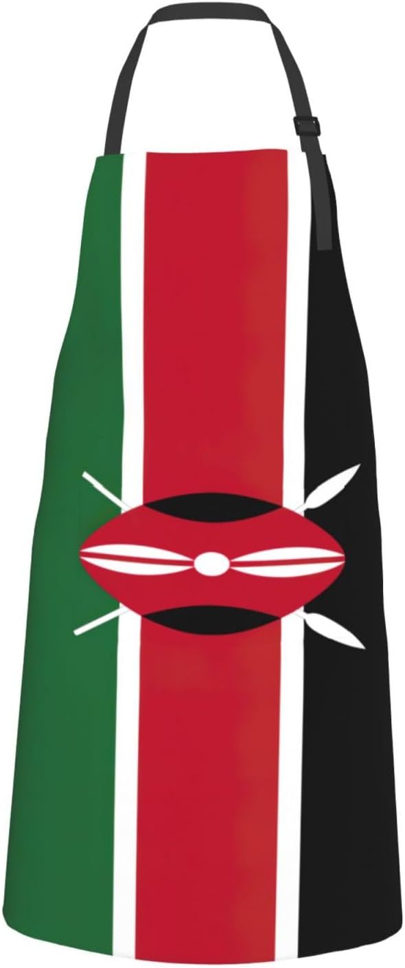 Flag of Kenya Print 28 x 33in Waterproof Apron with Pockets Fashionable Versatile Smock for Baking