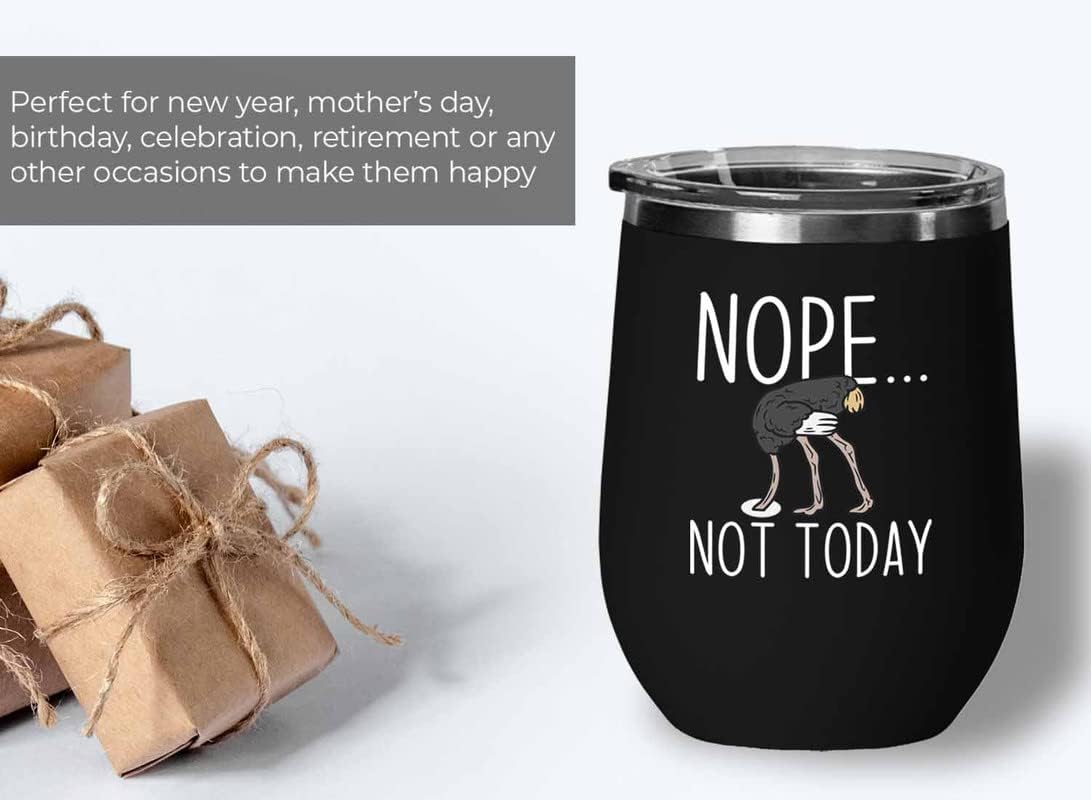 Bird Lover Black Edition Wine Tumbler 12oz - Nope not Today - Hummingb