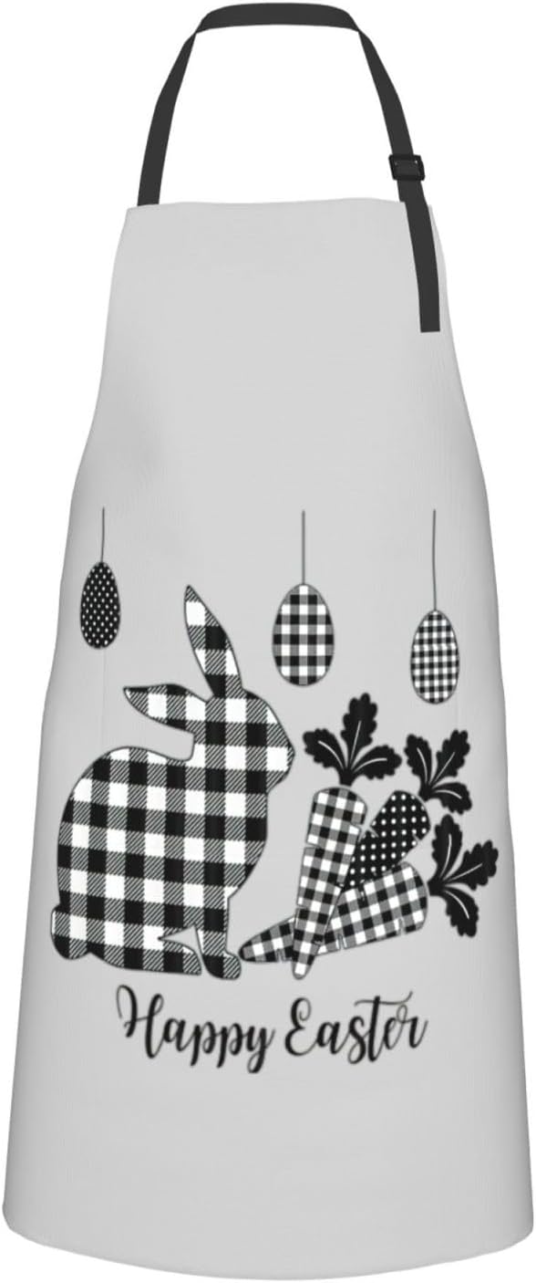 Happy Easter Print 28x33 In Adult Kitchen Apron with Pockets Versatile Chef Smock for Cooking Baking