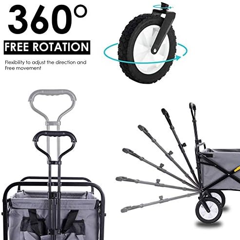 Foldicampiwagon/Cart - Sturdy Steel Frame Garden/Beach Wagon/Cart Heavy Duty Utility Transport Cart 90Kg/198 Lbs Max Load,for Outdoor/Festivals/Camping