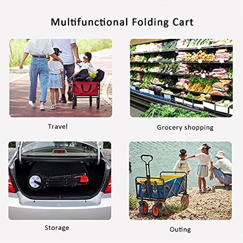Portable Camping Cart,Foldable Wagon Beach Trolley Garden Portable Hand Cart Folding Outdoor Utility Wagon Picnic Camping Cart with Cup Holders for Camping Grocery Sp