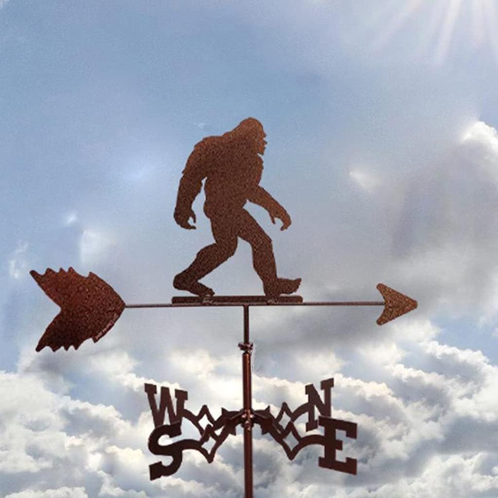 Metal Weather Vane Wind Direction Measuring Instrument Roof Installation Weather Vane Farm Scene Garden Art Deco Accessories (Sasquatch)