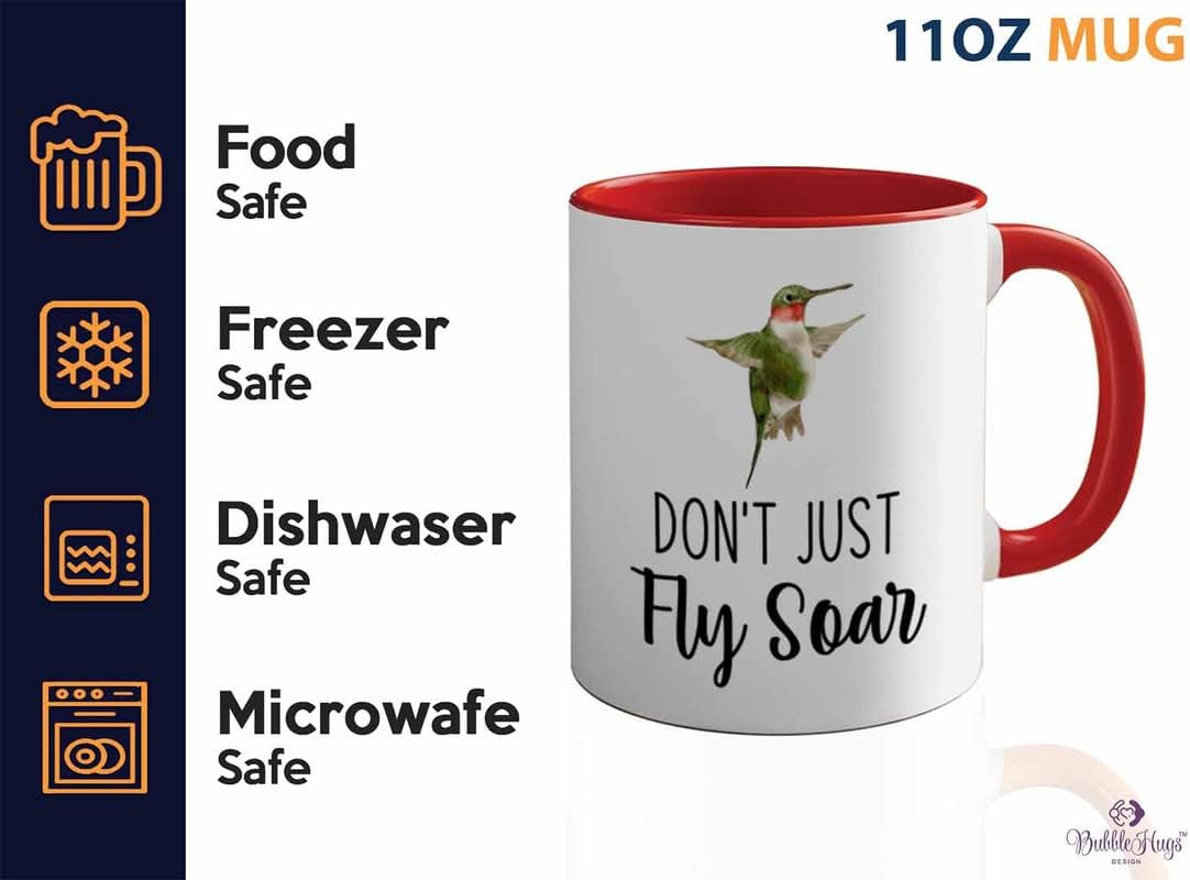 Bird Lover Two Tone Red Edition 11oz - Don't just Fly soar - Hummingbird Nest Cage Parrot Dad Gardening Outdoor Birdwatcher Feeder