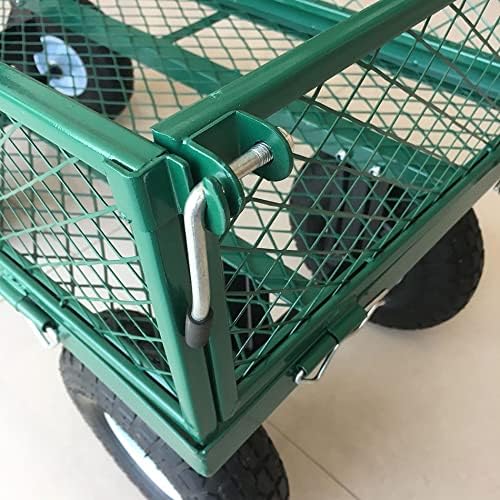 JSEIAJB Household Garden Carts Courtyard Folding Camping Wagon Cart Lawn Outdoor Steel Heavy Duty Beach Wagon with Big Wheel