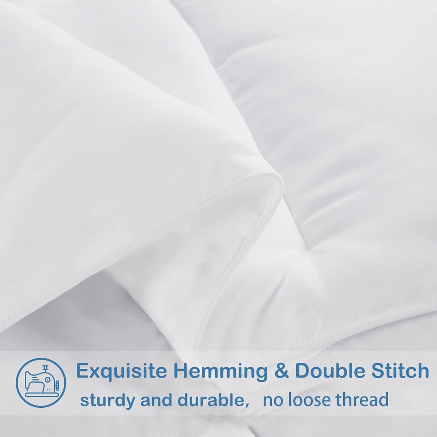 EASELAND Queen Size Down Alternative Comforter - Quilted Duvet Insert for All Seasons, Soft Lightweight with Corner Tabs, Summer Winter Warm Bedding, White 88×88 Inches