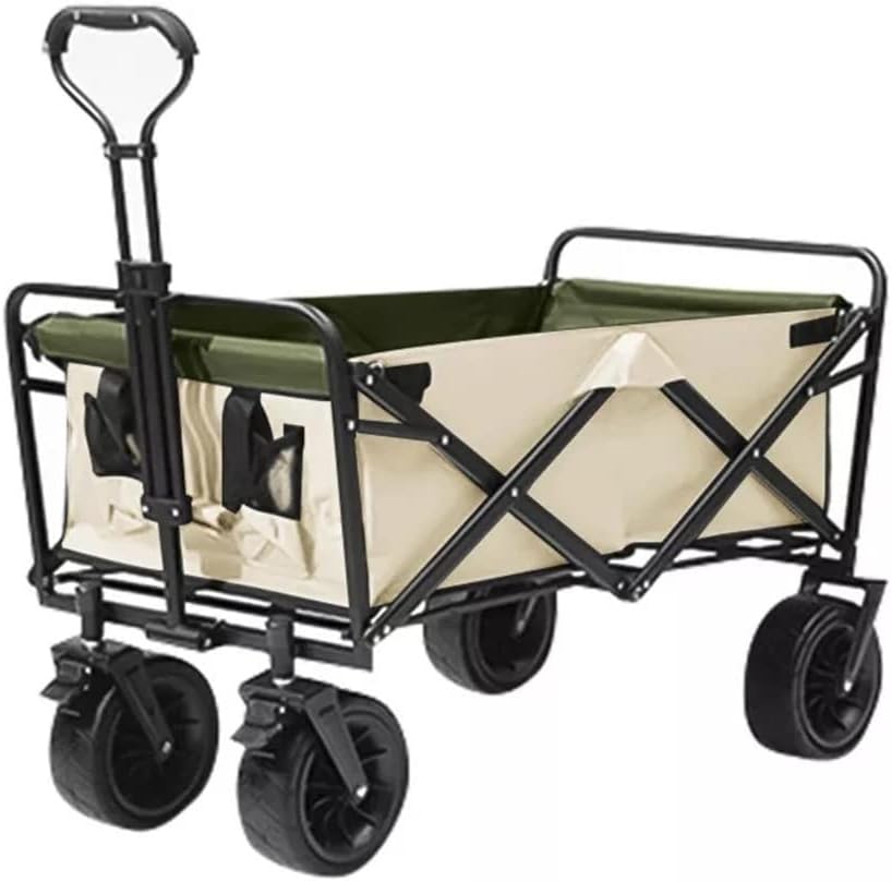 JSEIAJB Camping Cart 120L Large Capacity Folding Adjustable Trolley Portable Shopping Pushcart Outdoor Picnic Beach Wagon(D)
