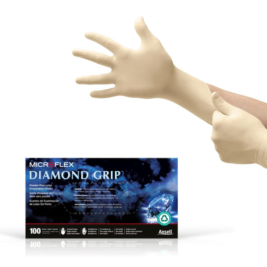 Ansell MICROFLEX Diamond Grip MF-300 Disposable Latex Gloves for Autom