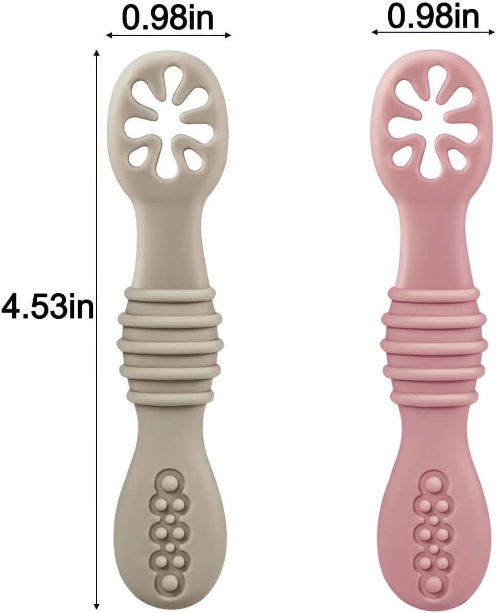 PandaEar 7 Pack Silicone Baby Feeding Spoon | Baby Led Weaning Supplies | Toddler Infant Feeding Spoon First Stage