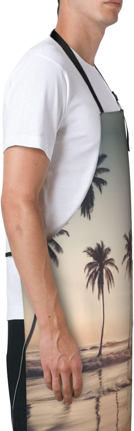 cartoon pigeon print Waterproof chef's apron with pocket apron for kitchen cooking baking barbecue and gardening